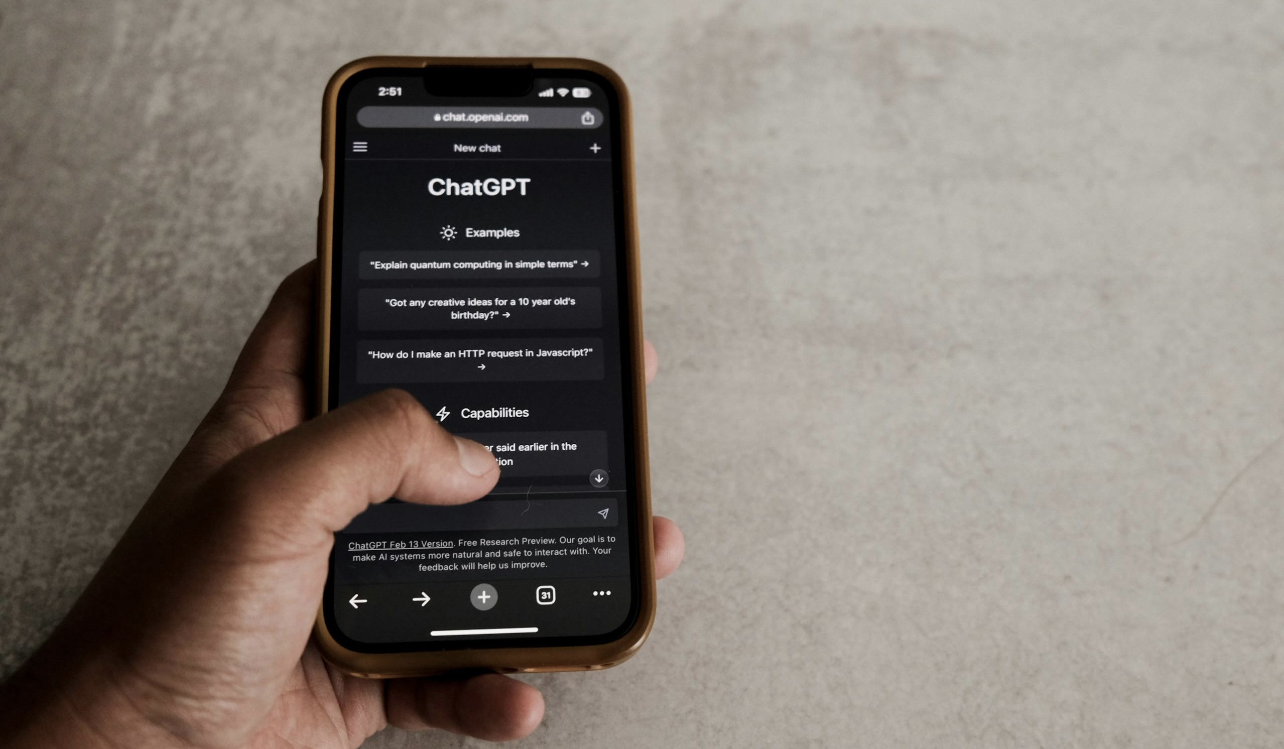 Chatgpt homepage on iPhone